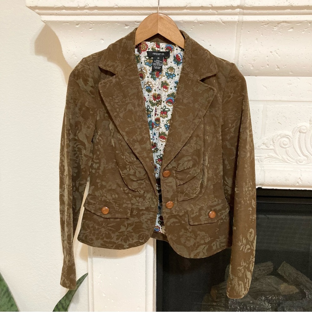 Vintage Arden B Blazer Brown Floral Y2K Jacket Size XS